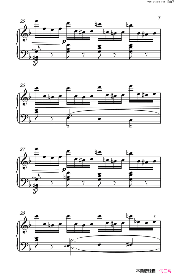 第七级2.练习曲中央音乐学院钢琴业余考级教程7-9级第七级2.练习曲中央音乐学院 钢琴业余考级教程 7-9级简谱