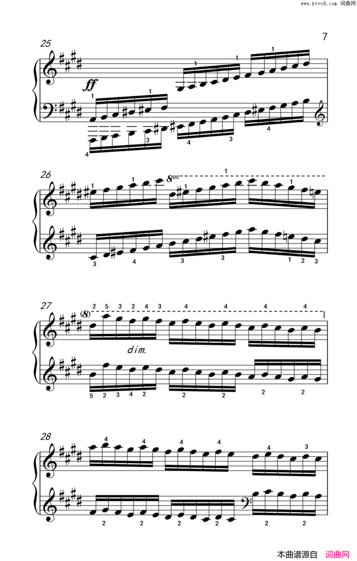 第七级3.练习曲中央音乐学院钢琴业余考级教程7-9级第七级3.练习曲中央音乐学院 钢琴业余考级教程 7-9级简谱
