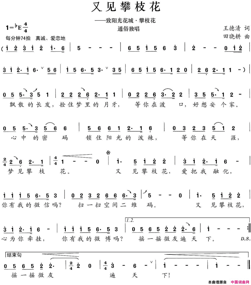又见攀枝花简谱
