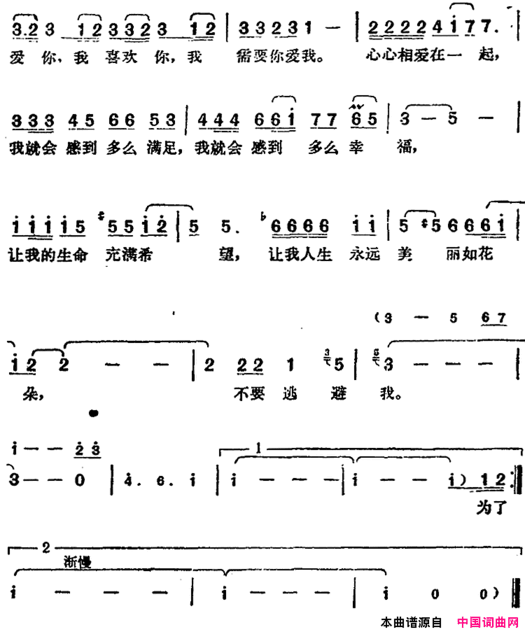 邓丽君演唱金曲：逃避行简谱