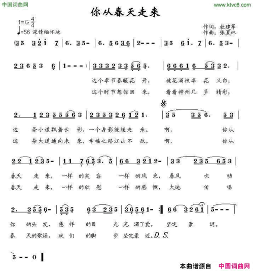 你从春天走来简谱