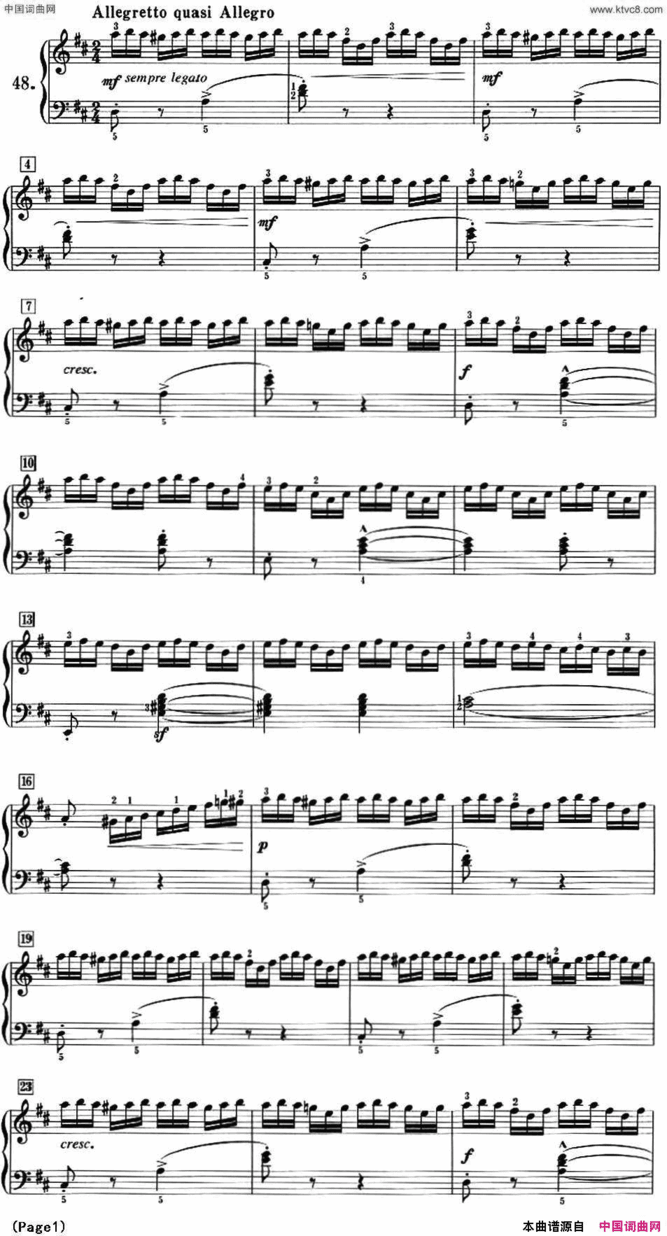 50首莱蒙钢琴练习曲作品37NO.4850首莱蒙钢琴练习曲 作品37NO.48简谱