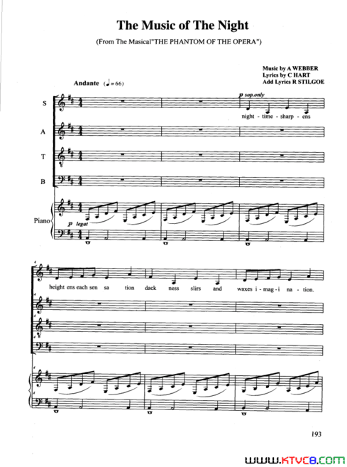 TheMusicofTheNight合唱正谱The Music of The Night合唱 正谱简谱