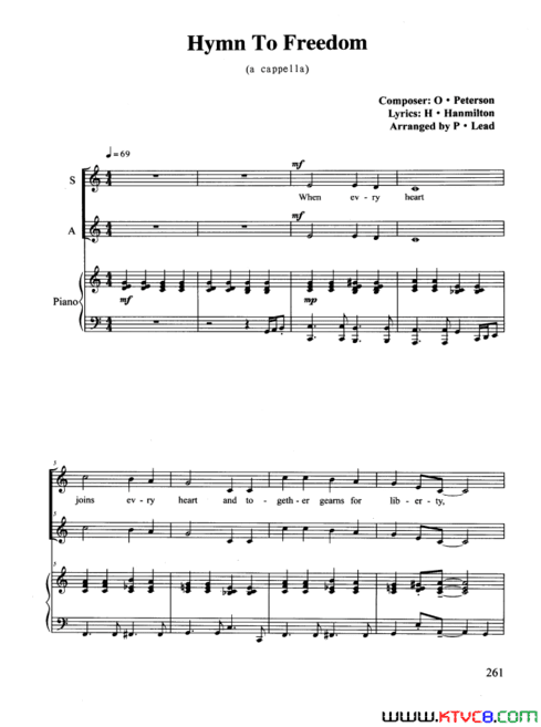 HymnToFreedom合唱正谱Hymn To Freedom合唱 正谱简谱