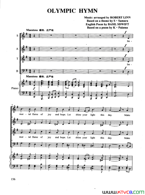 OLYMPICHYMN合唱正谱OLYMPIC HYMN合唱 正谱简谱