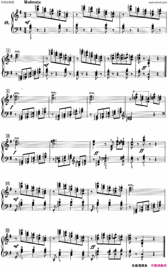 50首莱蒙钢琴练习曲作品37NO.4950首莱蒙钢琴练习曲 作品37NO.49简谱
