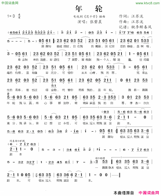 年轮电视剧《花千骨》插曲简谱