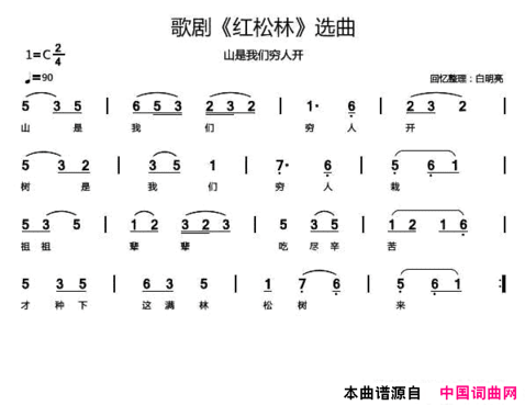 歌剧《红松林》选曲4首简谱