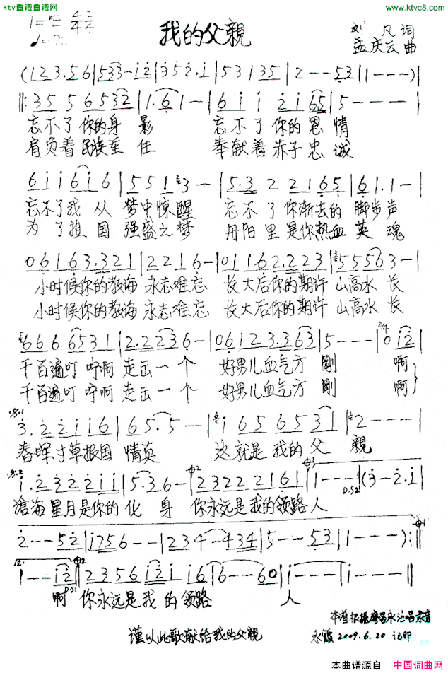 我的父亲简谱