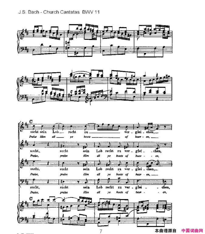 Lobet Gott in Seinen Reicben简谱