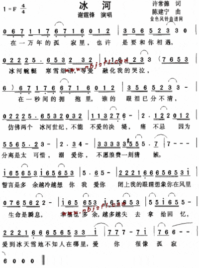 冰河--谢霆锋简谱