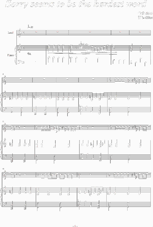 SorrySeemsToBeTheHardestWord-弹唱简谱