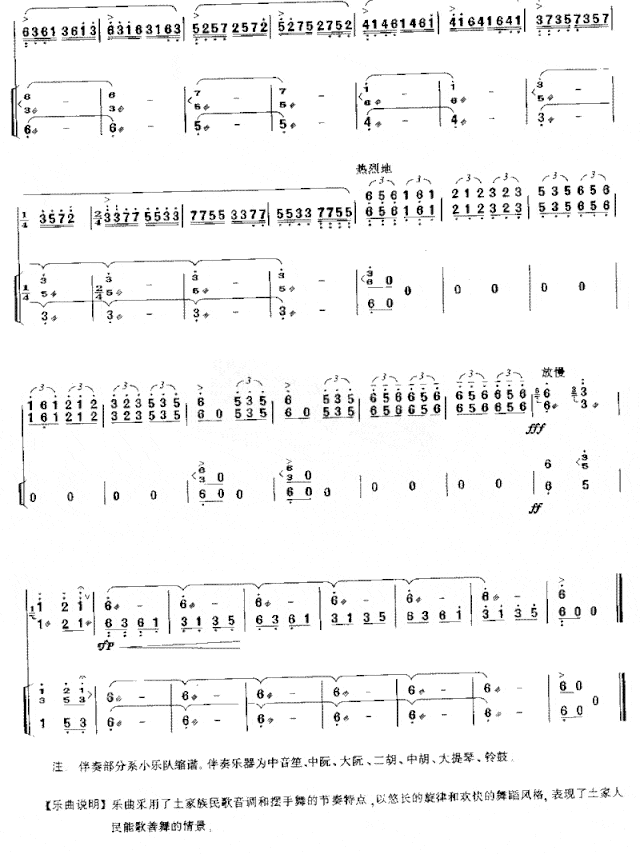 土家摆手舞曲[简谱版]独奏共8张简谱