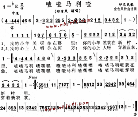 喳喳马利喳印尼民歌--郑绪岚简谱
