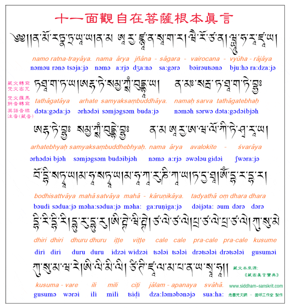 十一面观自在菩萨根本真言简谱