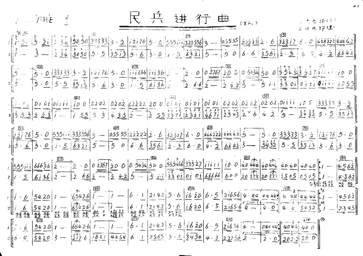 民兵进行曲军乐曲简谱