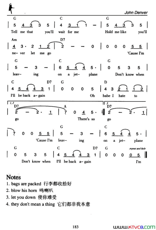 LeavingonaJet-Plane乘喷气机离去Leaving on a Jet-Plane乘喷气机离去简谱