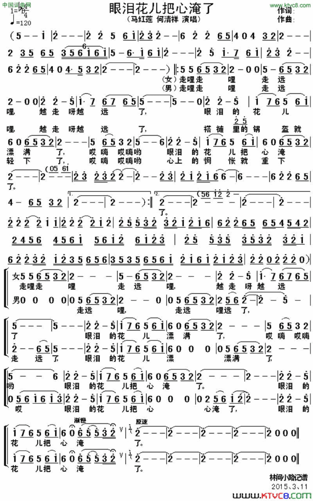 眼泪花儿把心淹了简谱