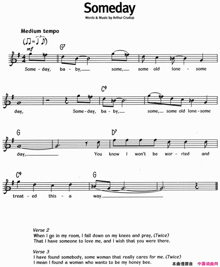 蓝调音乐：Someday简谱