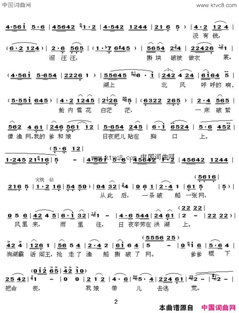 看天下的劳苦人民都解放歌剧《洪湖赤卫队》选段简谱