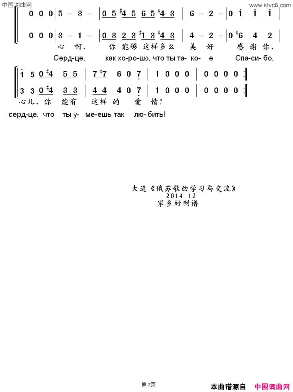 [俄]美丽的姑娘万万千影片《快乐的人们》插曲中俄文对照版简谱