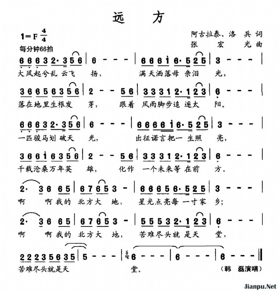 歌曲远方的简谱歌谱下载